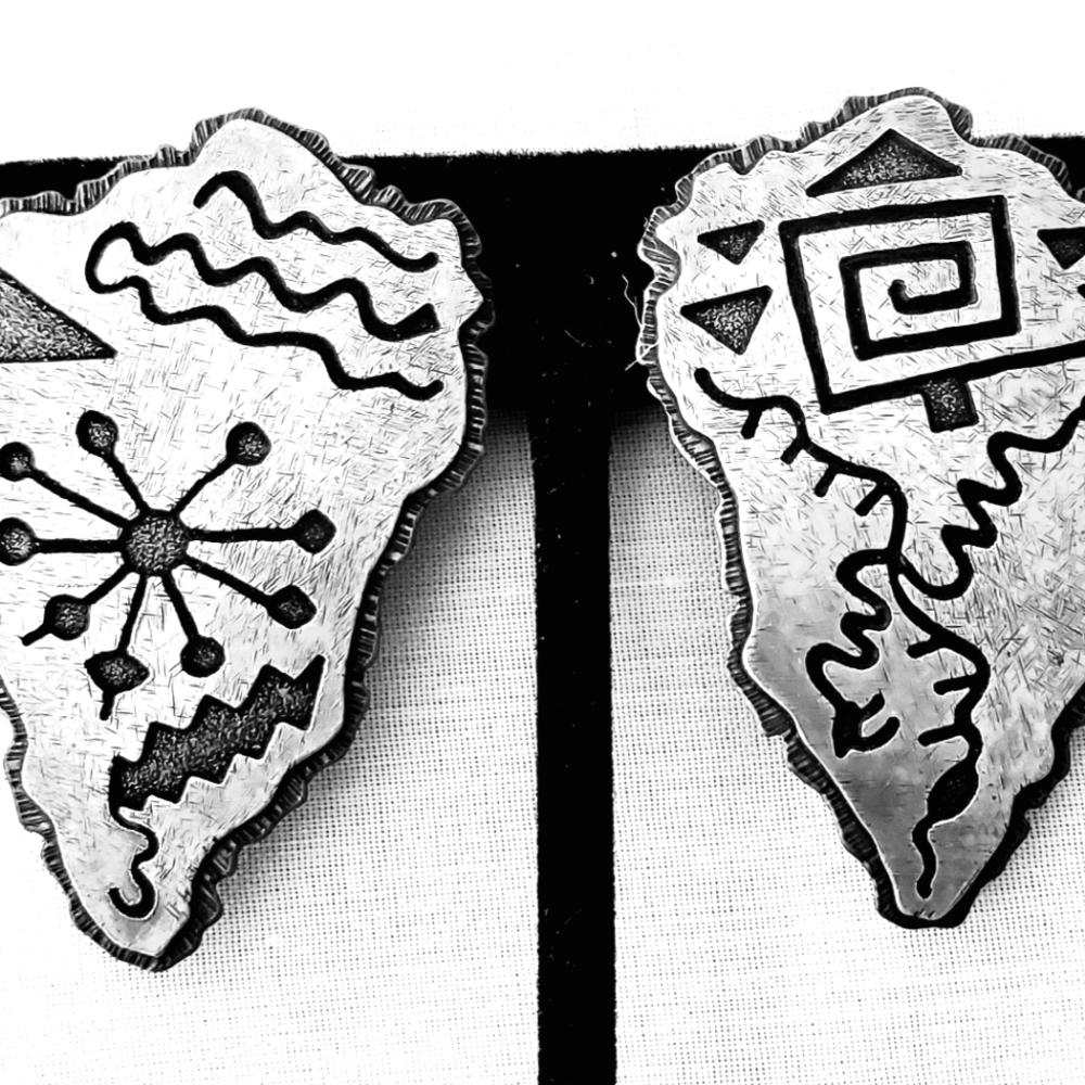 Leather and Sterling silver clip on earrings Handcrafted.